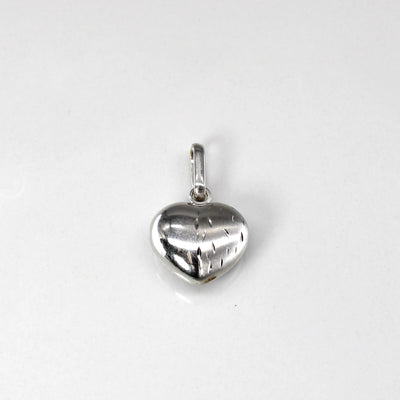 10k White Gold Puffed Heart Pendant