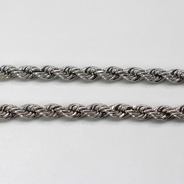10k White Gold Rope Chain Bracelet | 7