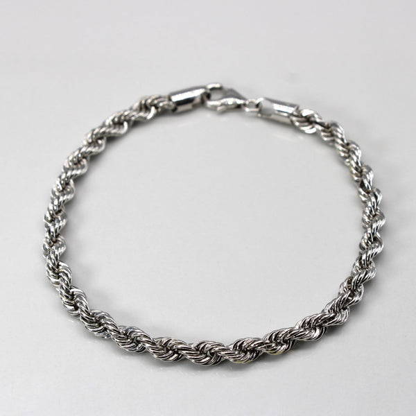 10k White Gold Rope Chain Bracelet | 7