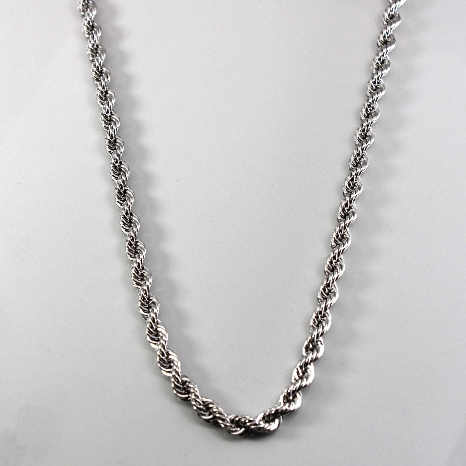 10k White Gold Rope Chain Necklace | 24