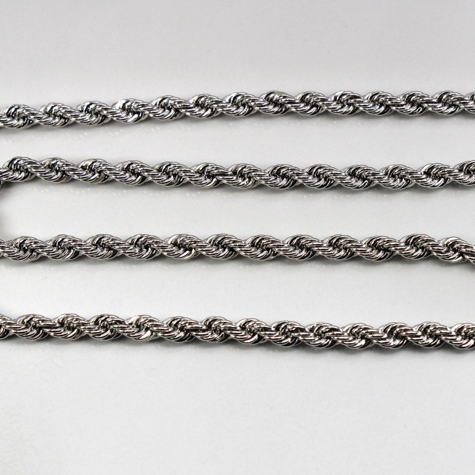 10k White Gold Rope Chain Necklace | 24