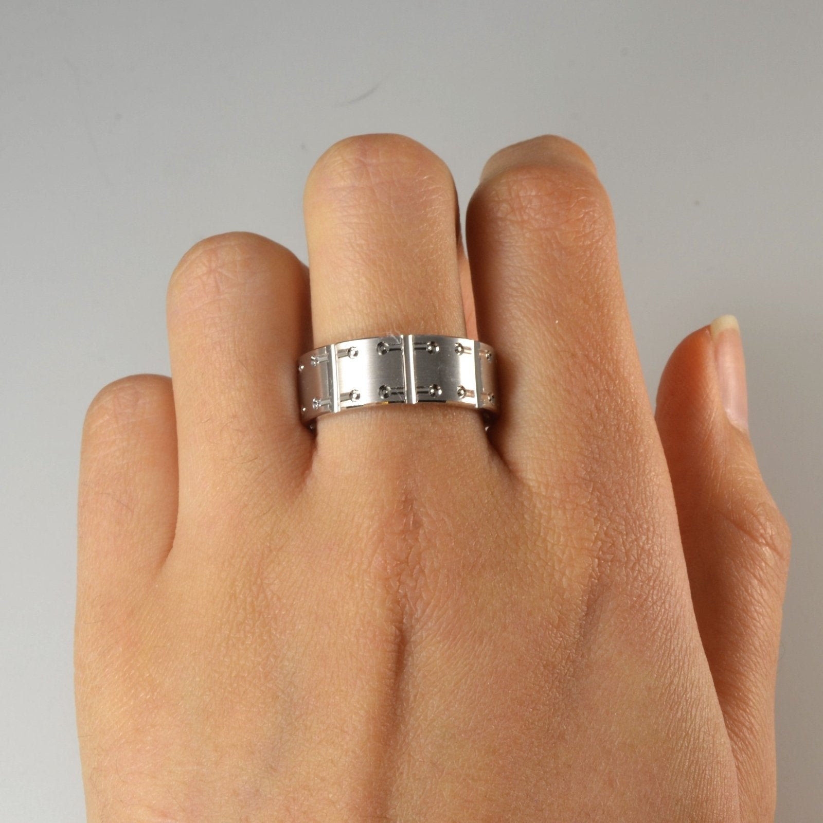 10k White Gold Textured Ring | SZ 10 | - 100 Ways