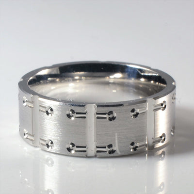 10k White Gold Fence Link Ring | SZ 10 |