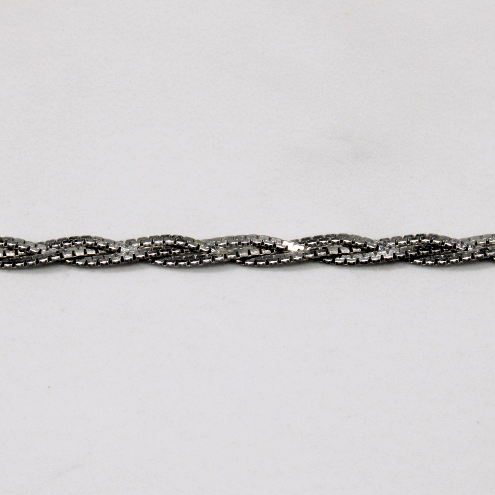 10k White Gold Woven Link Bracelet | 7.5