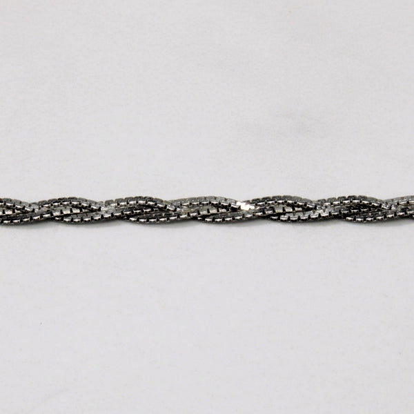 10k White Gold Woven Link Bracelet | 7.5