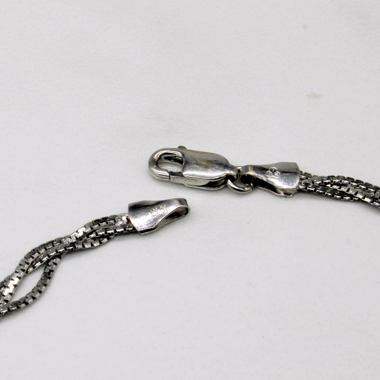 10k White Gold Woven Link Bracelet | 7.5