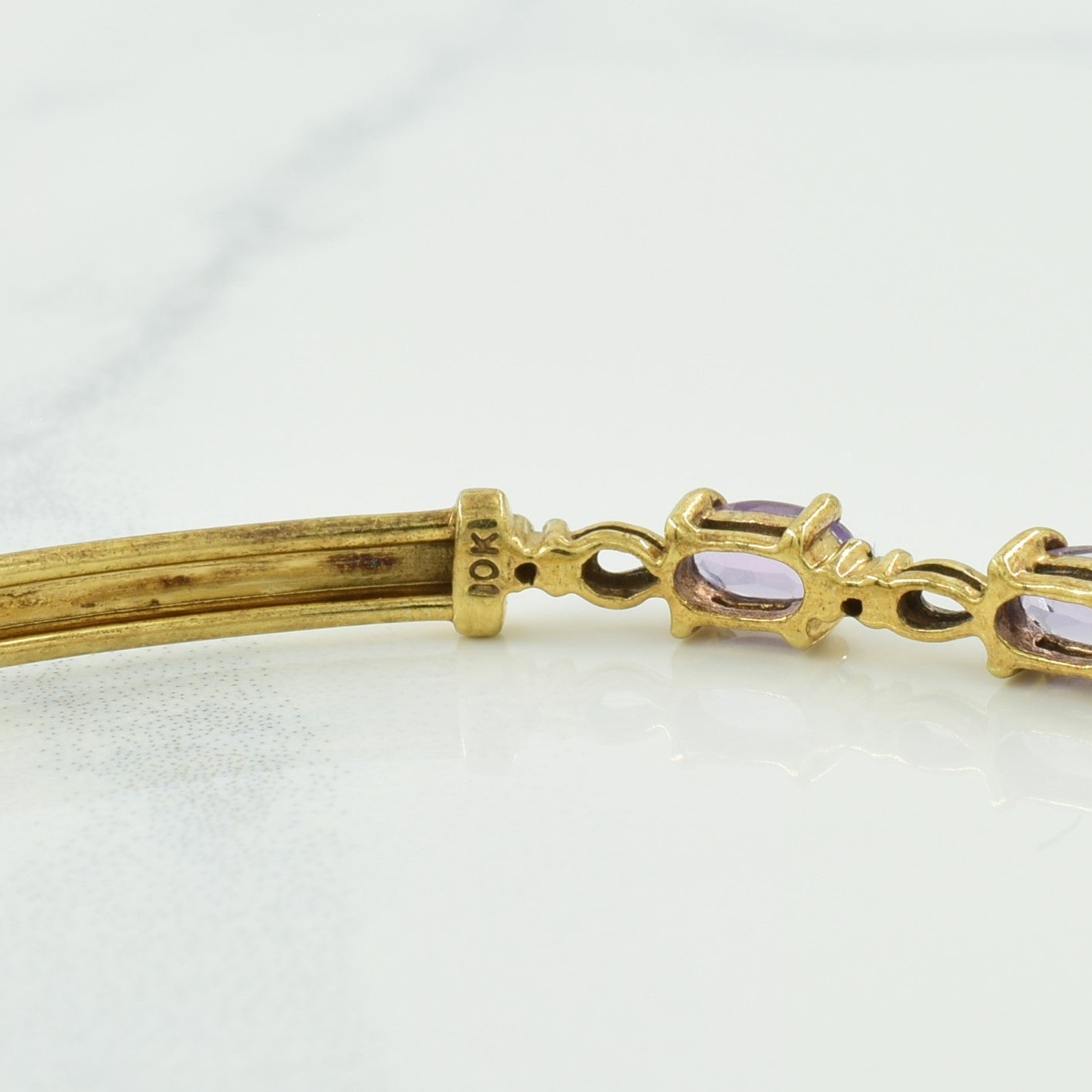 10k Yellow Gold Amethyst & Diamond Bracelet | 0.60ctw, 0.02ctw | 8