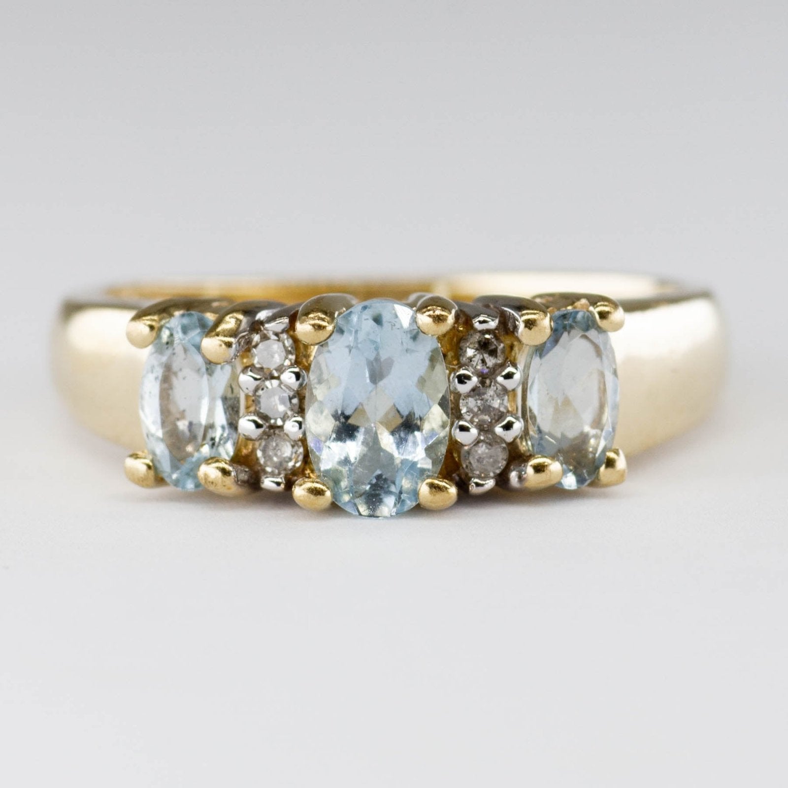 10k Yellow Gold Aquamarine and Diamond Ring | 0.75ctw | SZ 6 - 100 Ways
