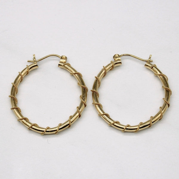 10k Yellow Gold Braided Hoop Earrings