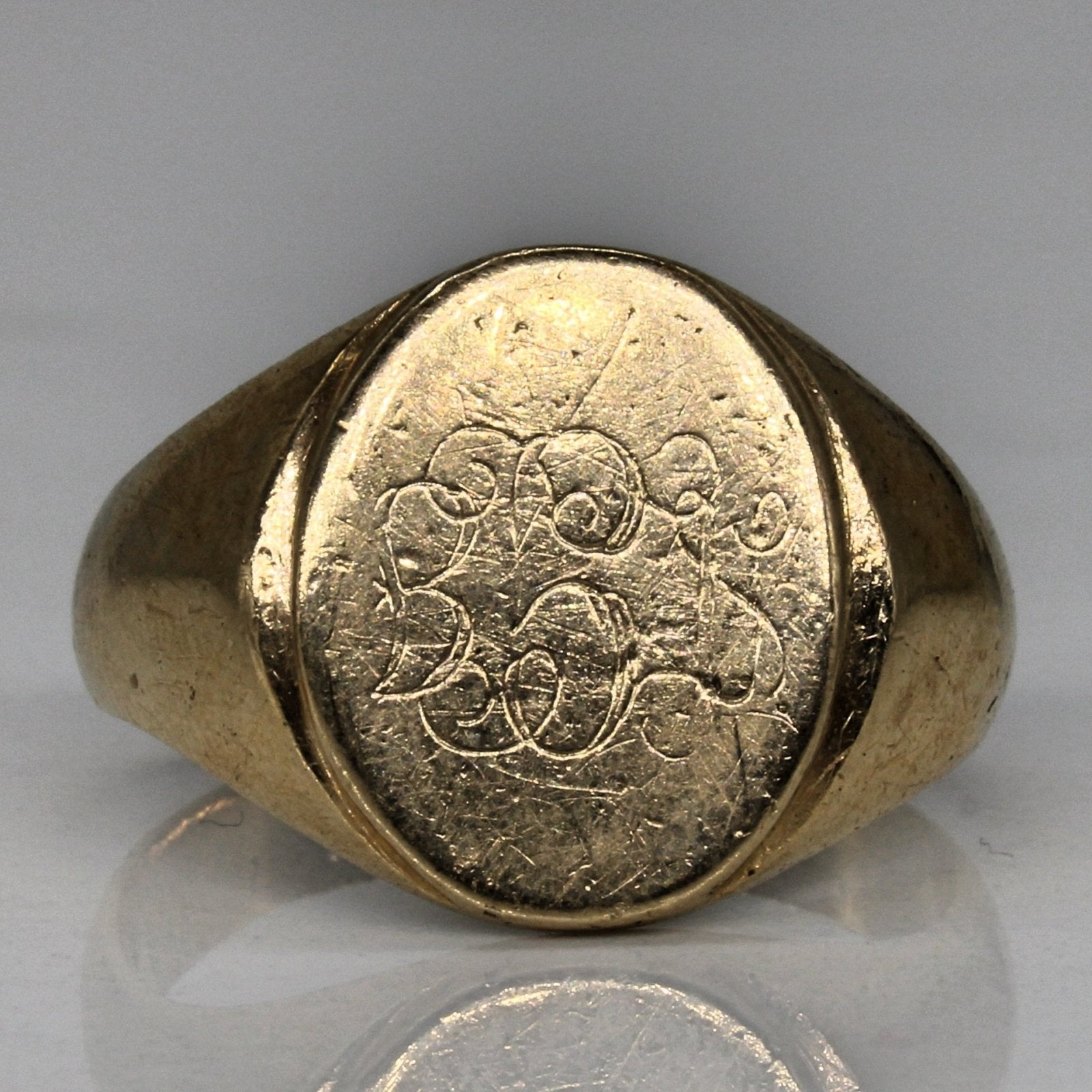 10k Yellow Gold 'B.S.U.' Signet Ring | SZ 8.25 | - 100 Ways