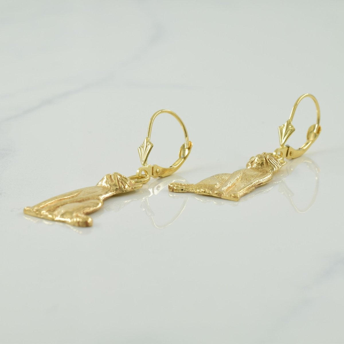 10k Yellow Gold Cat Earrings | - 100 Ways