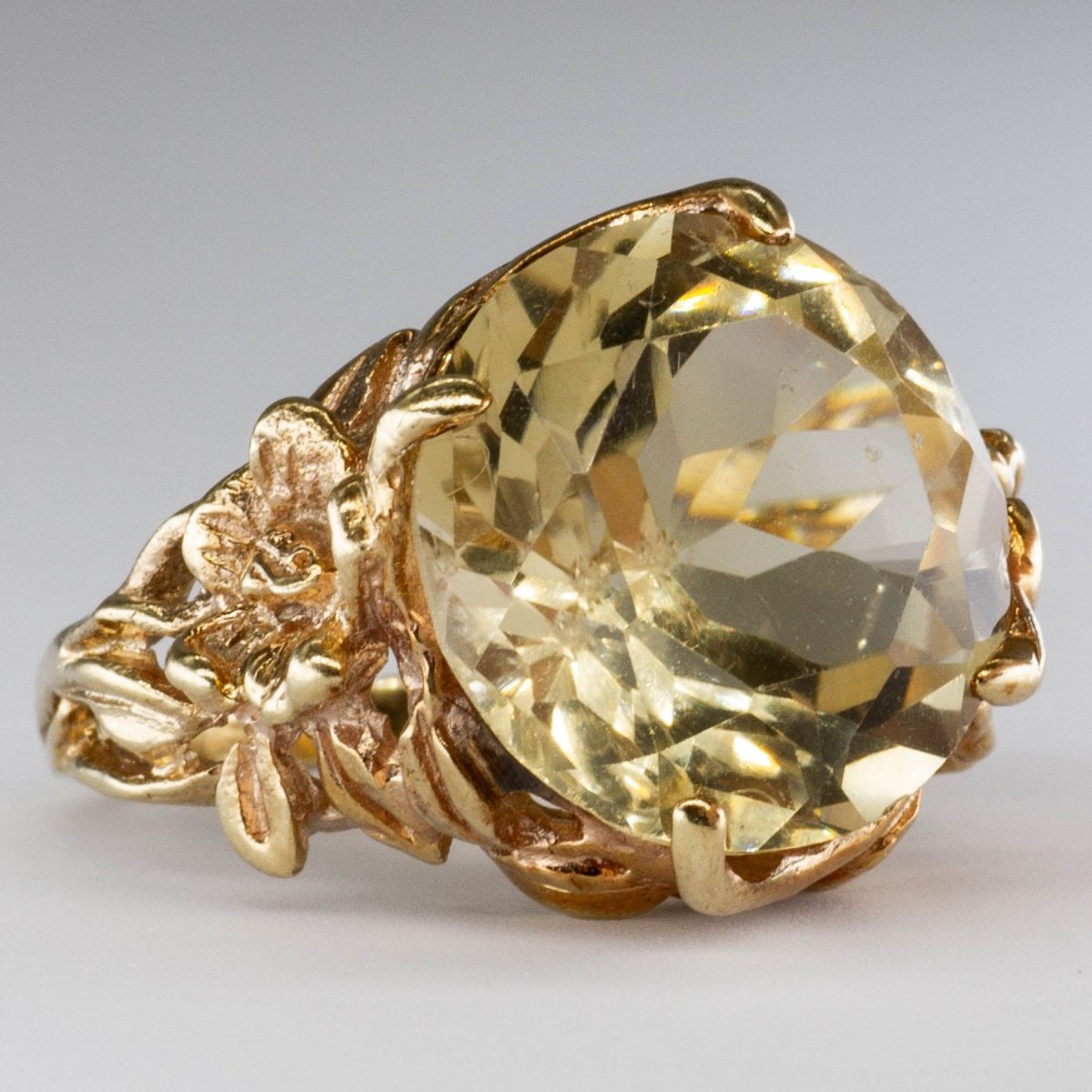 10k Yellow Gold Citrine Cocktail Ring | 10 ct| SZ 6 - 100 Ways