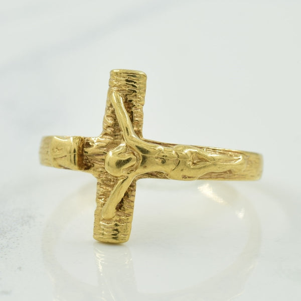 10k Yellow Gold Cross Ring | SZ 6 |
