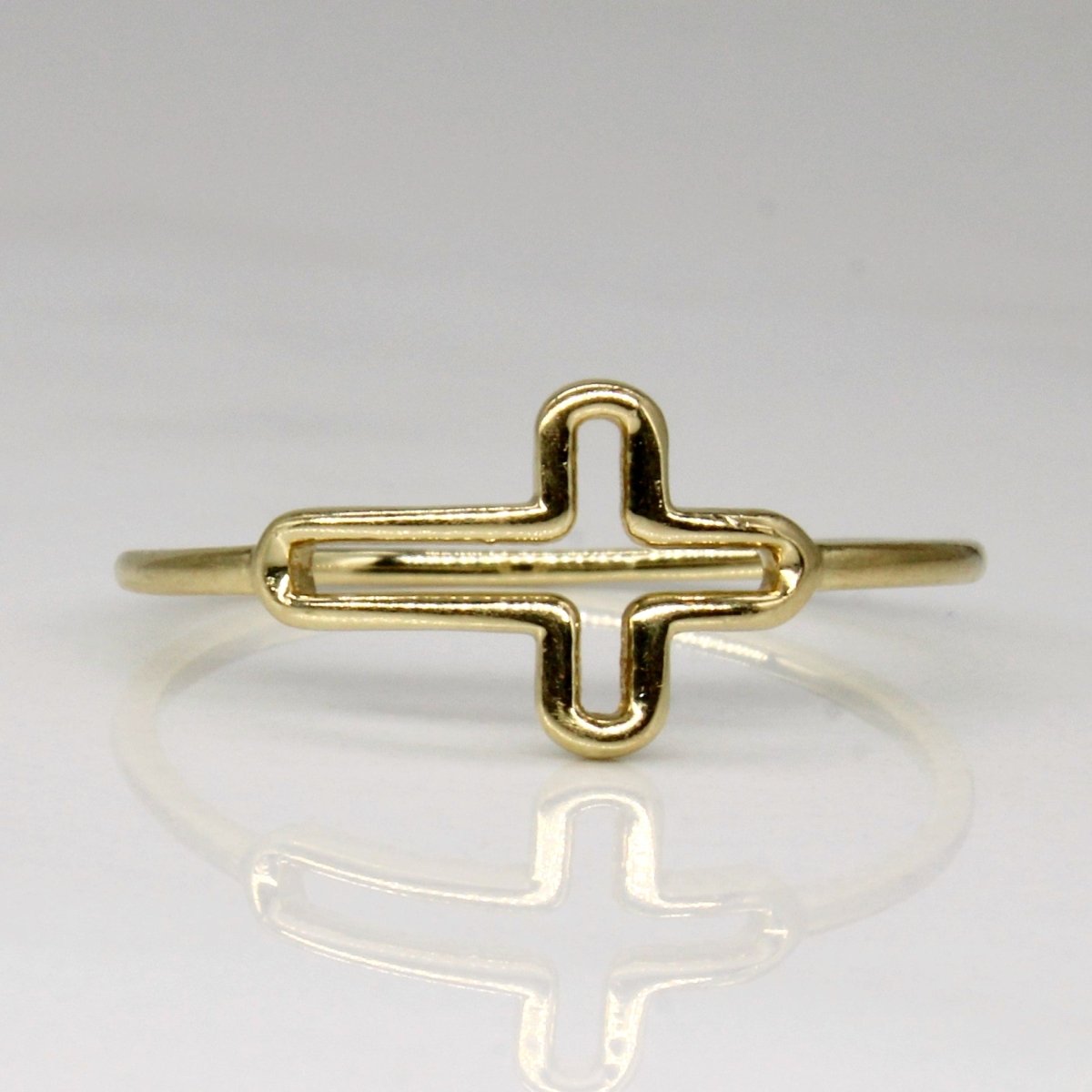 10k Yellow Gold Cross Ring | SZ 8 | - 100 Ways