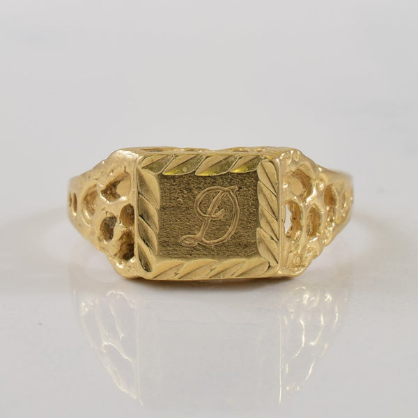 10k Yellow Gold 'D' Initialed Ring | SZ 5.25 |