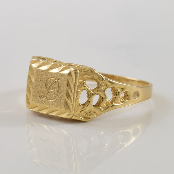 10k Yellow Gold 'D' Initialed Ring | SZ 5.25 |