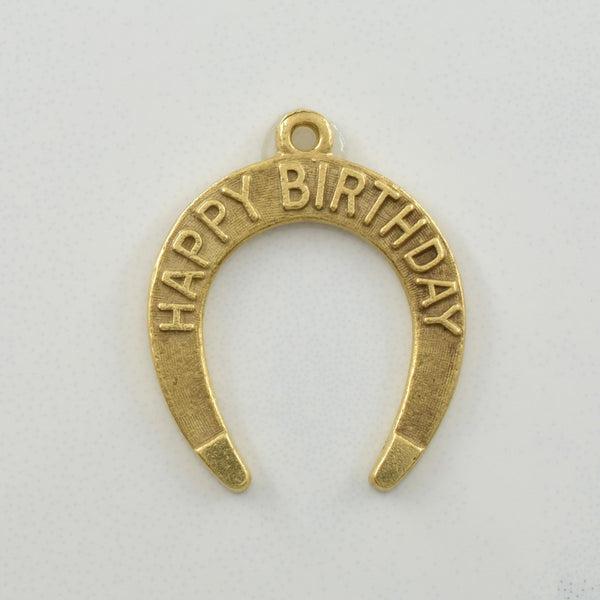 10k Yellow Gold 'Happy Birthday' Horseshoe Charm |