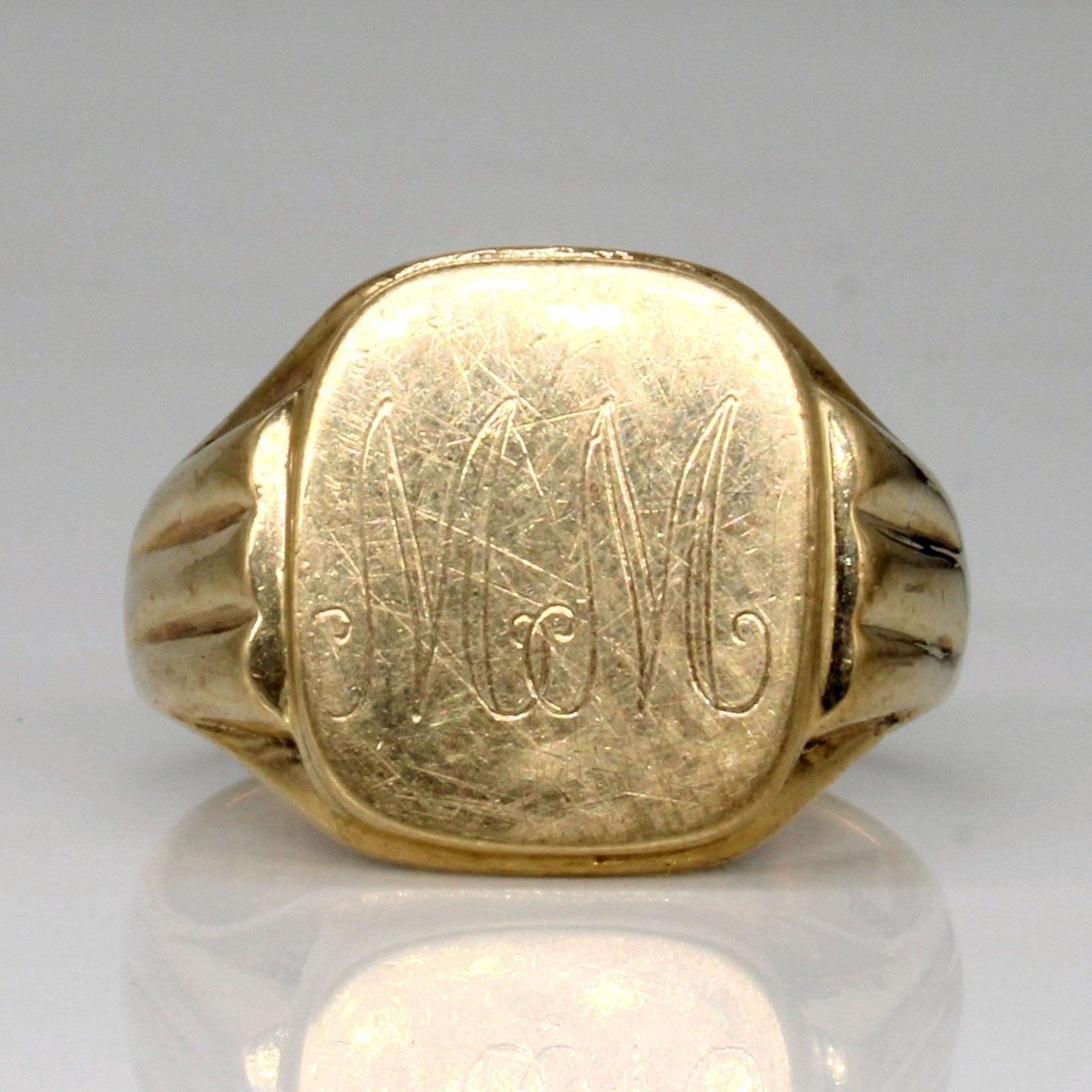 10k Yellow Gold 'M.M' Signet Ring | SZ 10.25 | - 100 Ways