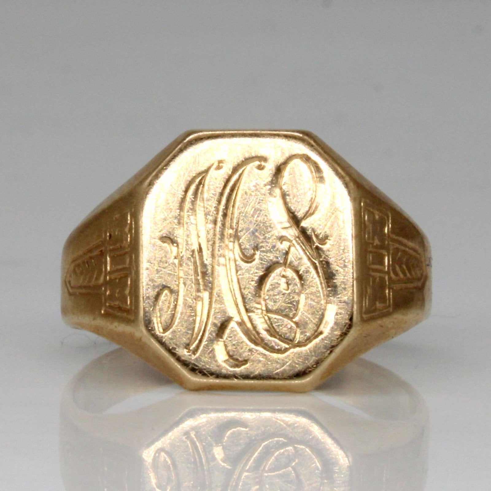 10k Yellow Gold 'M.S.' Initial Ring | SZ 9 | - 100 Ways