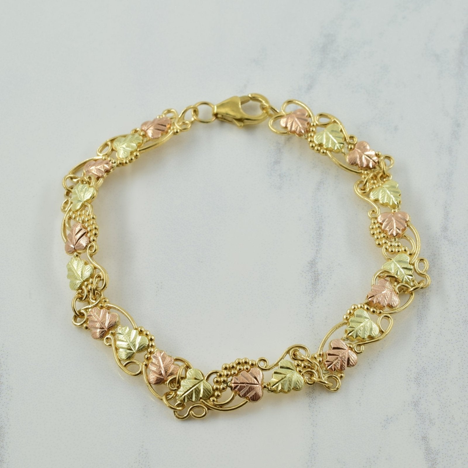 10k Yellow & Rose Gold Leaf Bracelet | 7" | - 100 Ways