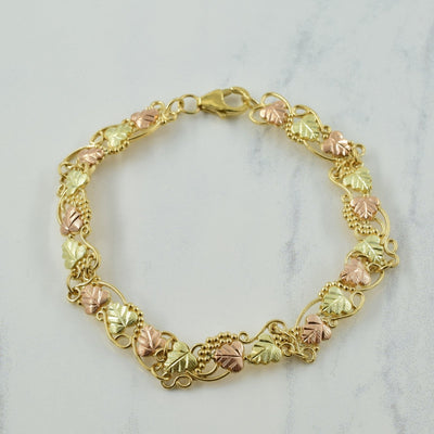 10k Yellow & Rose Gold Leaf Bracelet | 7
