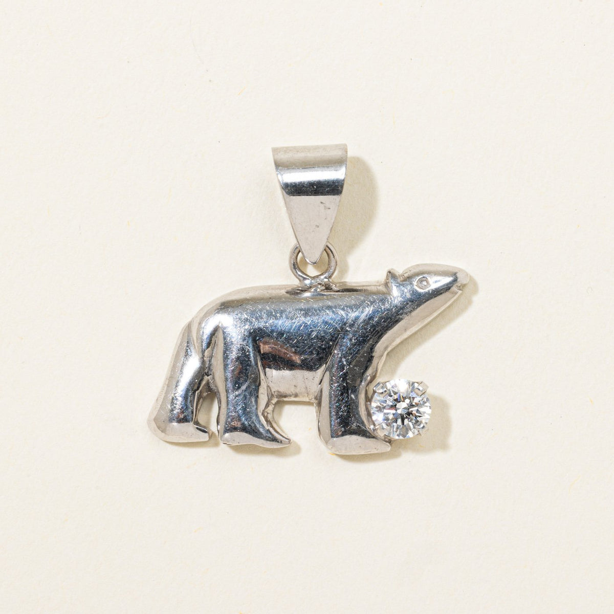 14k Canadian Diamond Polar Bear Pendant | 0.39ct SI1 H
