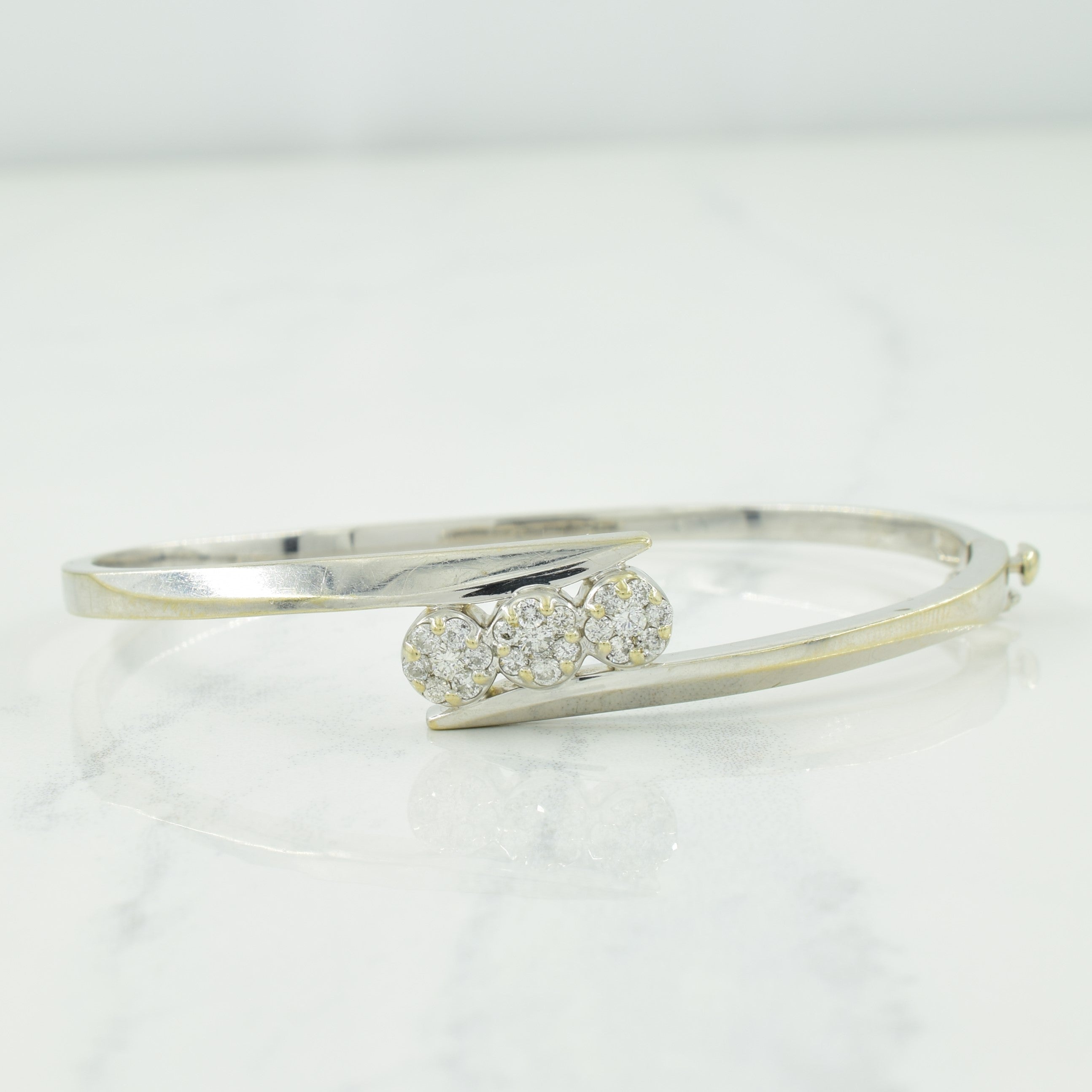 14k White Gold Diamond Bypass Bracelet | 0.48ctw | 7" |