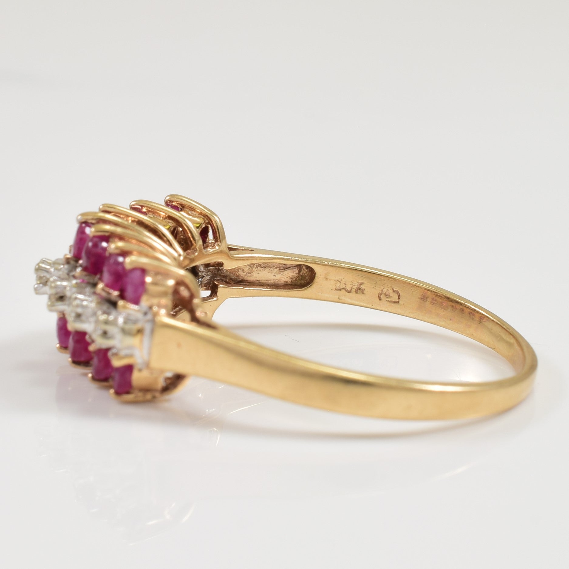 Triple Row Ruby & Diamond Ring | 1.00ctw, 0.03ctw | SZ 8.25 |