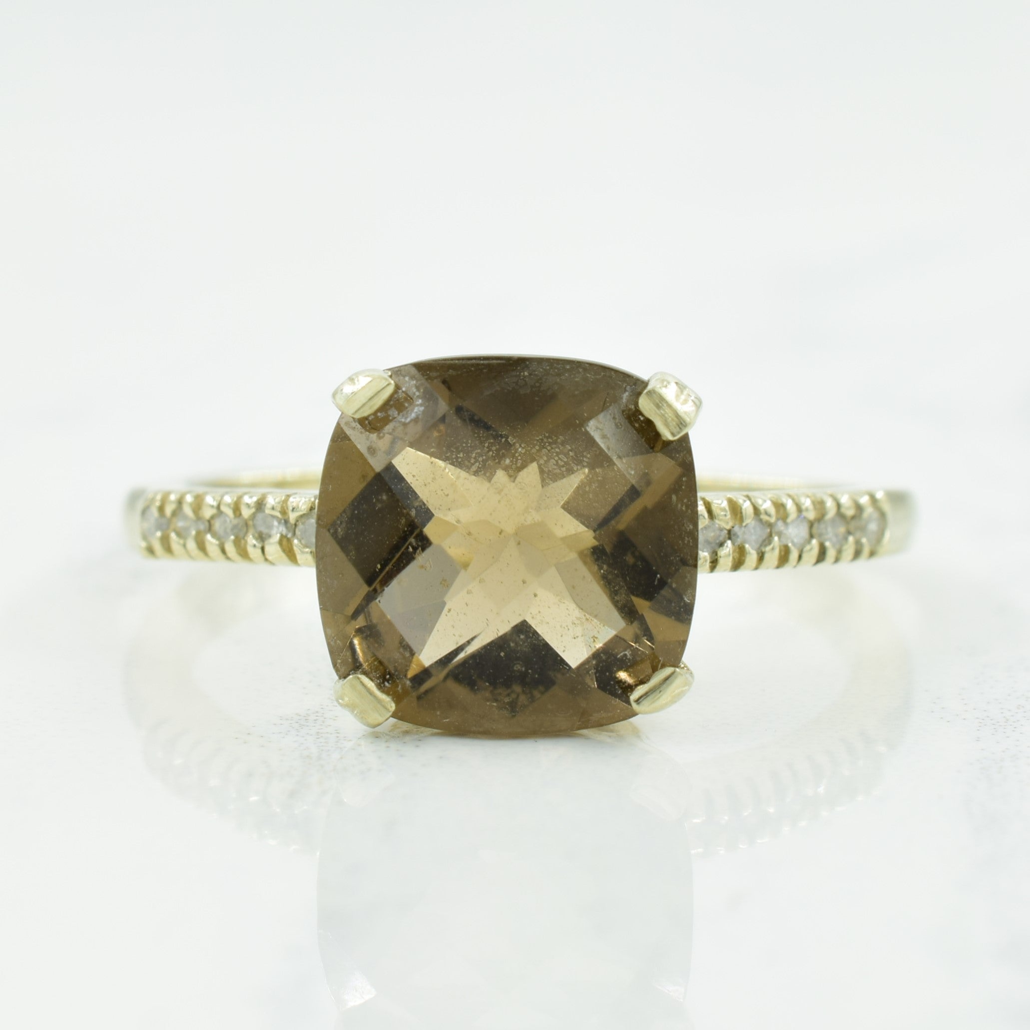 Smoky Quartz & Diamond Ring | 3.50ct, 0.06ctw | SZ 10 |