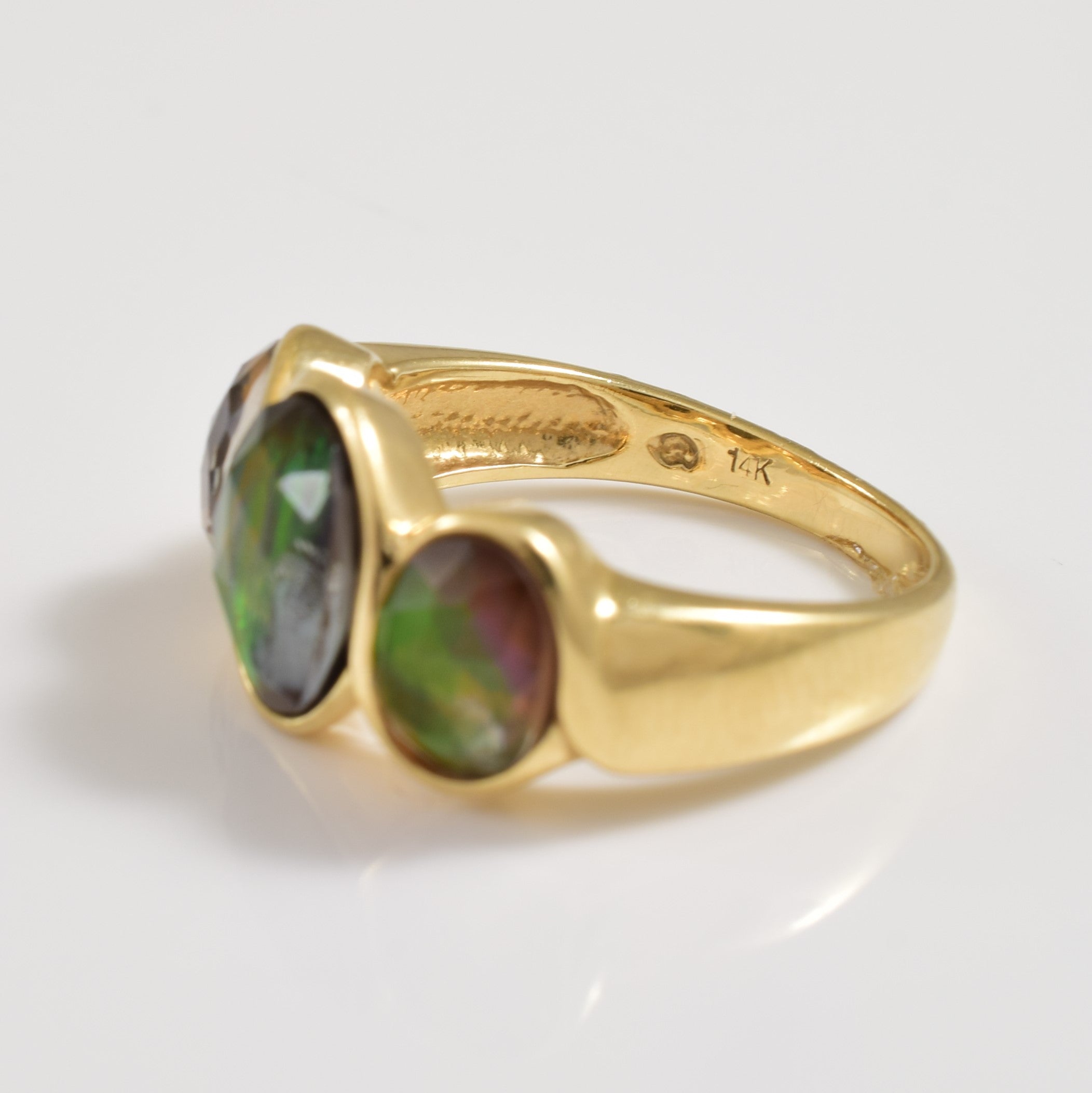 Three Stone Ammolite Ring | 2.50ctw | SZ 5.75 |