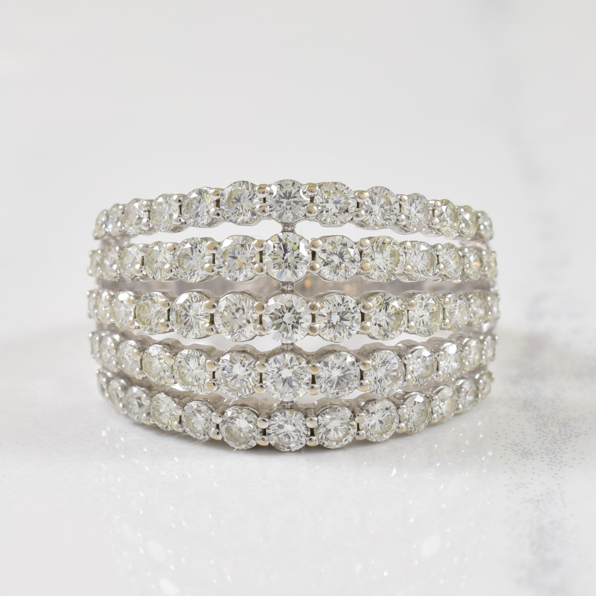 Multi Row Pave Set Diamond Ring | 1.30ctw | SZ 7.25 |