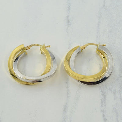 14k Two Tone Dual Hoop Earrings |
