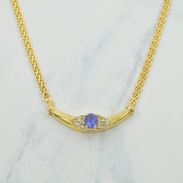 Tanzanite & Diamond Pendant Necklace | 0.33ct, 0.14ctw | 17