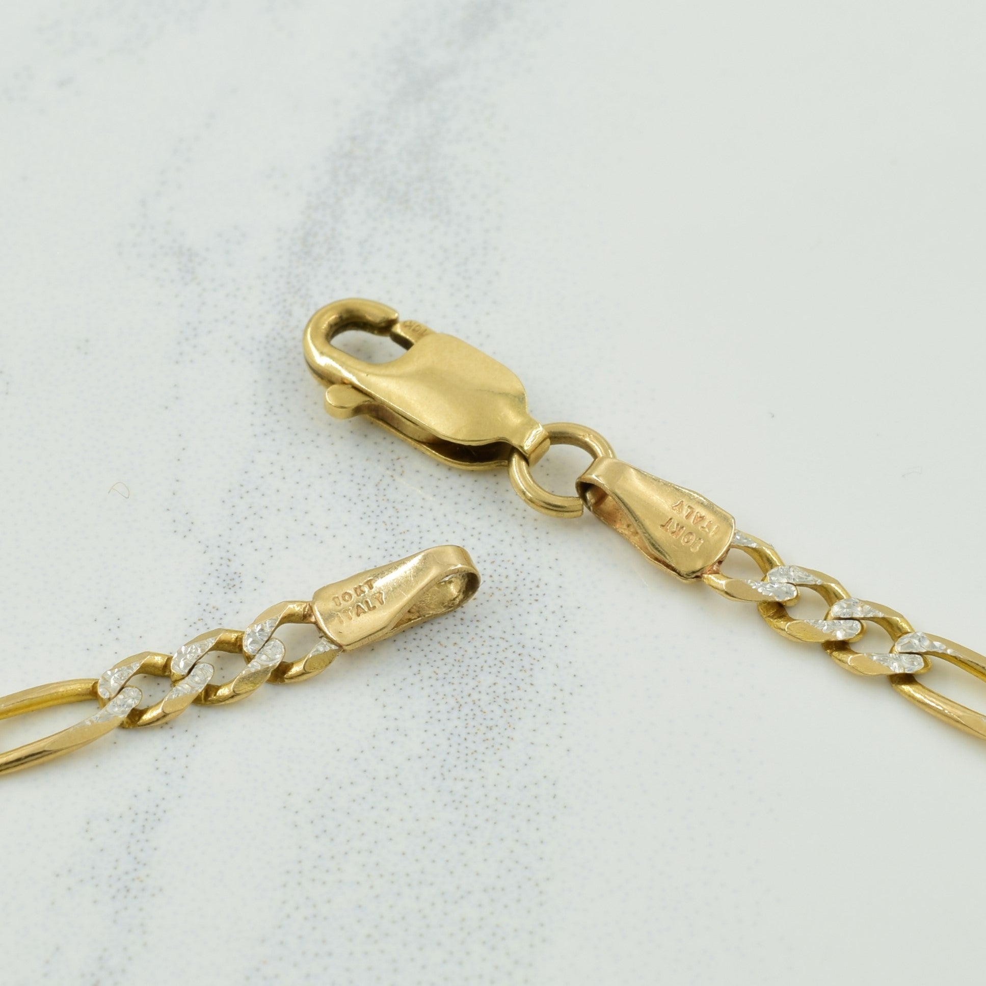 10k Two Tone Gold Italian Hallmark Figaro Chain | 19