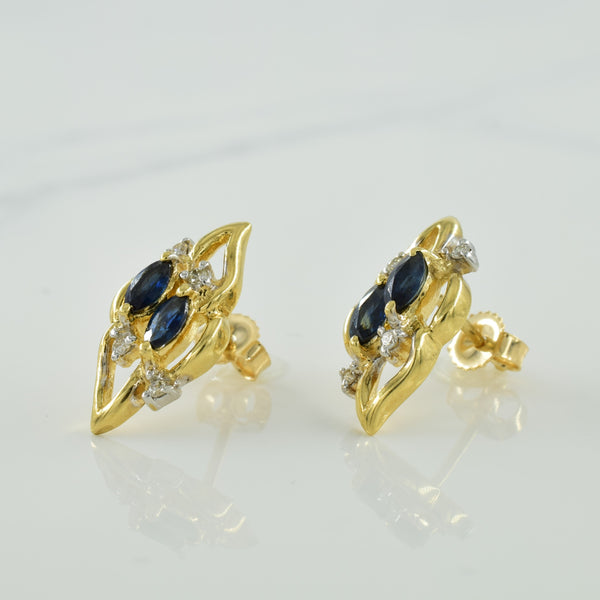 Sapphire & Diamond Earrings | 0.50ctw, 0.08ctw |