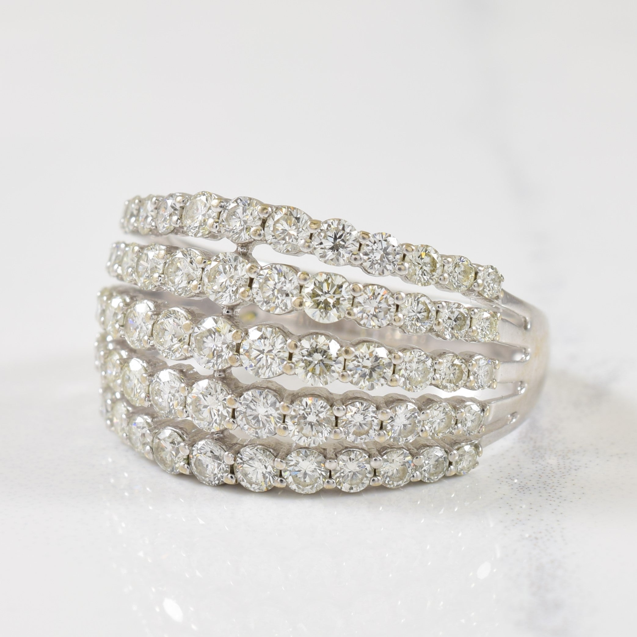 Multi Row Pave Set Diamond Ring | 1.30ctw | SZ 7.25 |