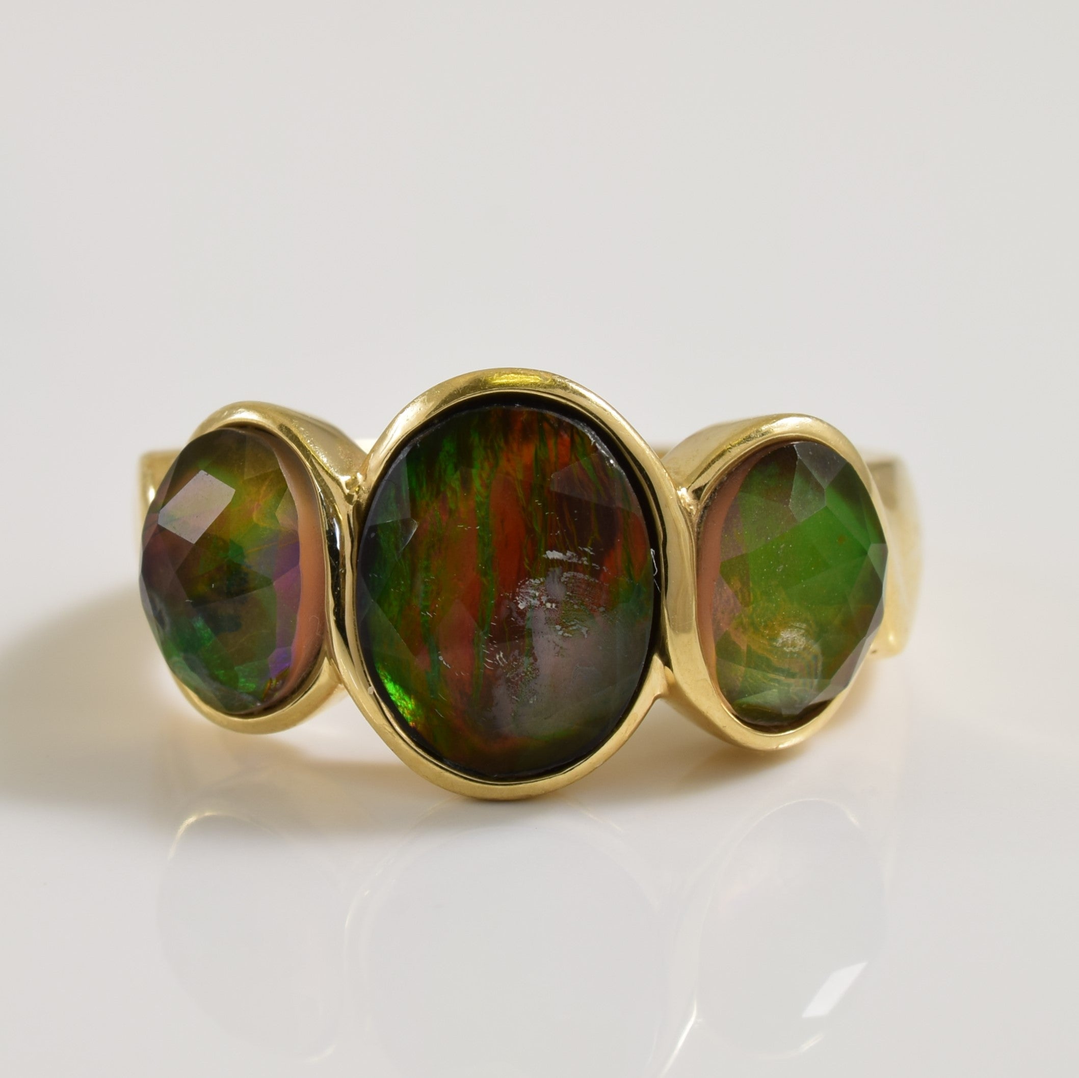 Three Stone Ammolite Ring | 2.50ctw | SZ 5.75 |
