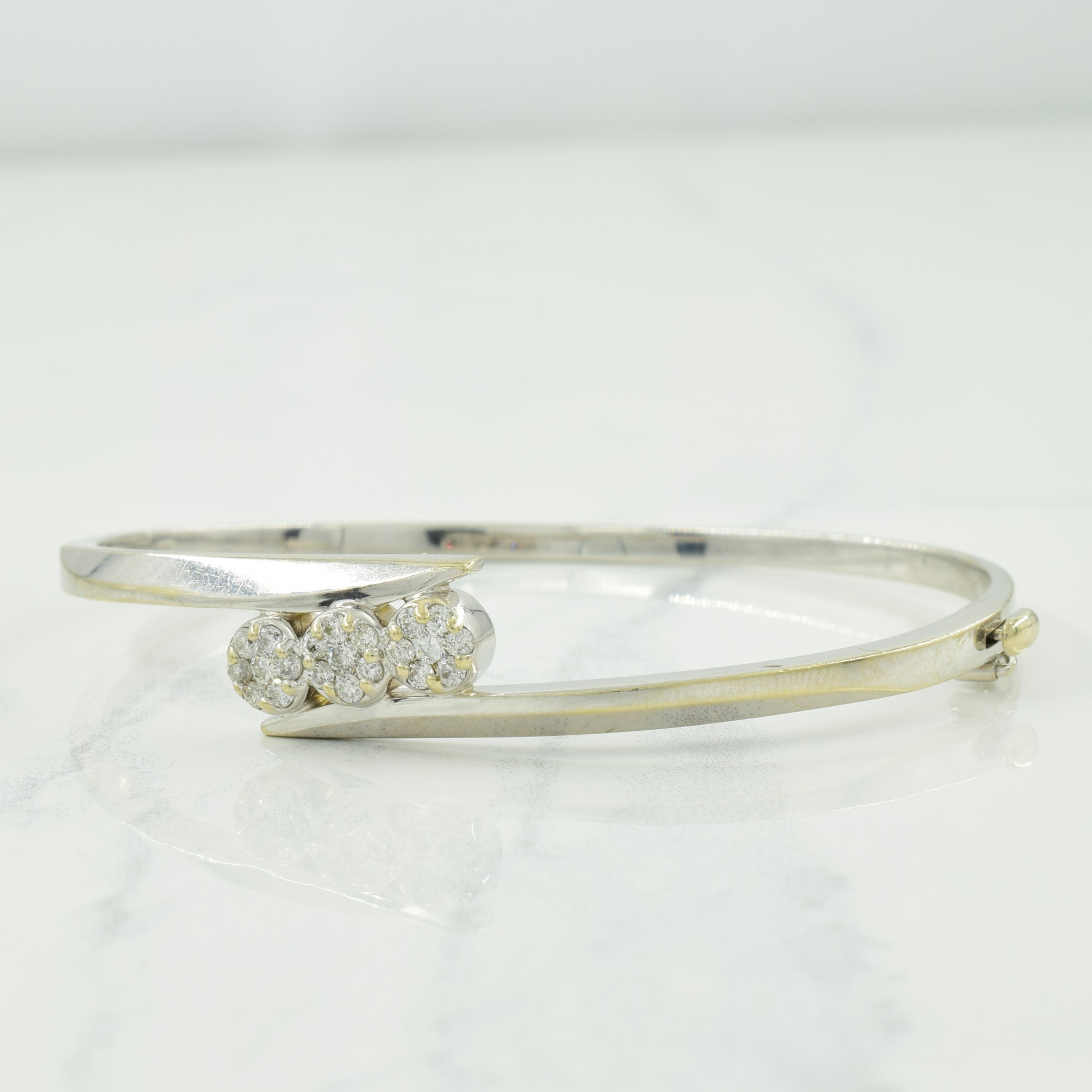 14k White Gold Diamond Bypass Bracelet | 0.48ctw | 7" |