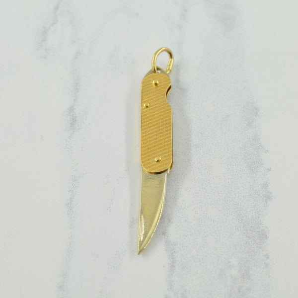 18k Two Tone Gold Switch Blade Charm |