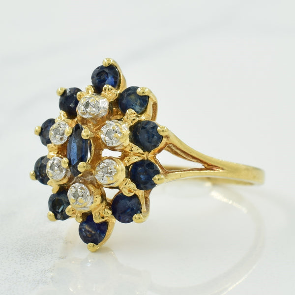 Blue Sapphire & Diamond Cocktail Ring | 1.15ctw, 0.02ctw | SZ 8.25 |