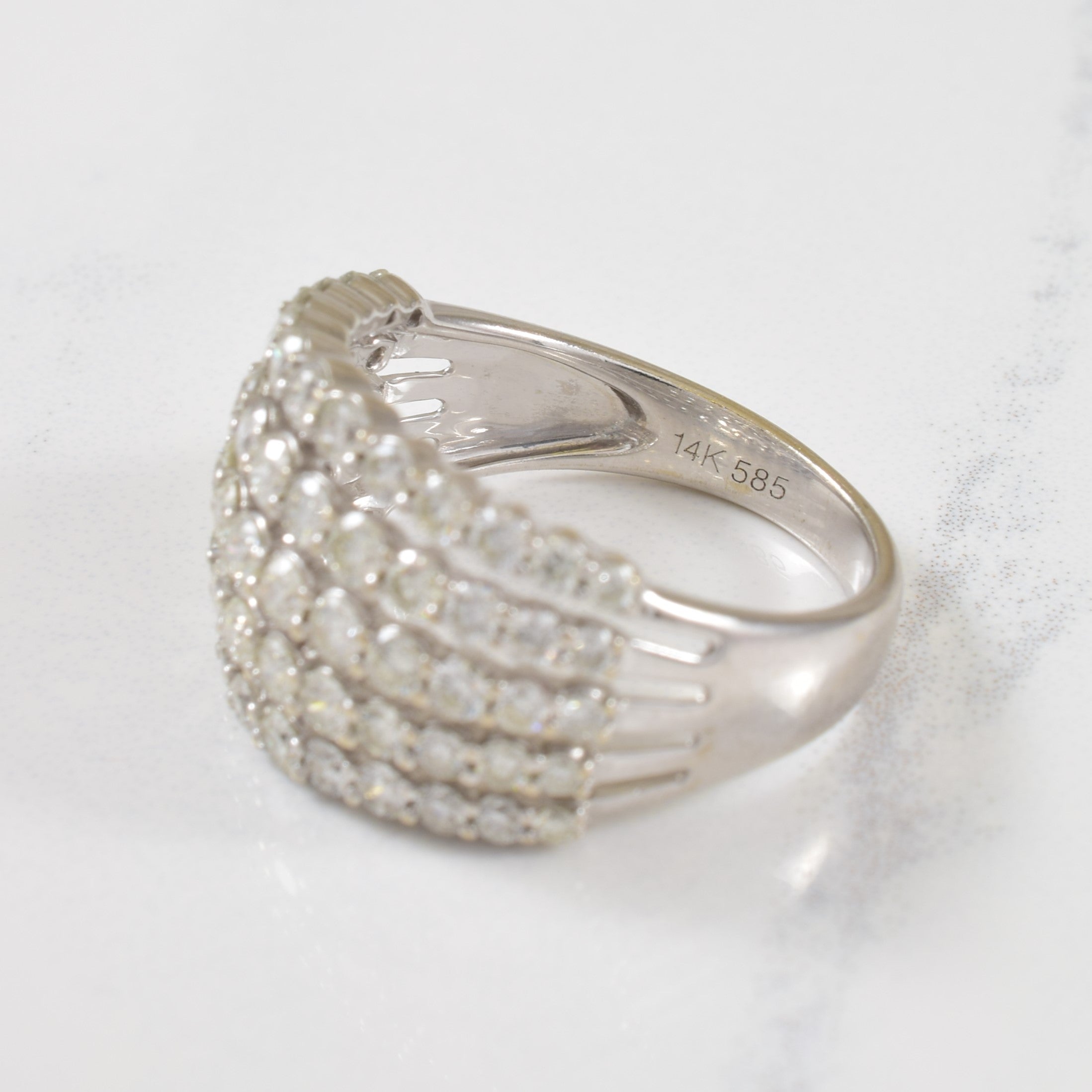 Multi Row Pave Set Diamond Ring | 1.30ctw | SZ 7.25 |