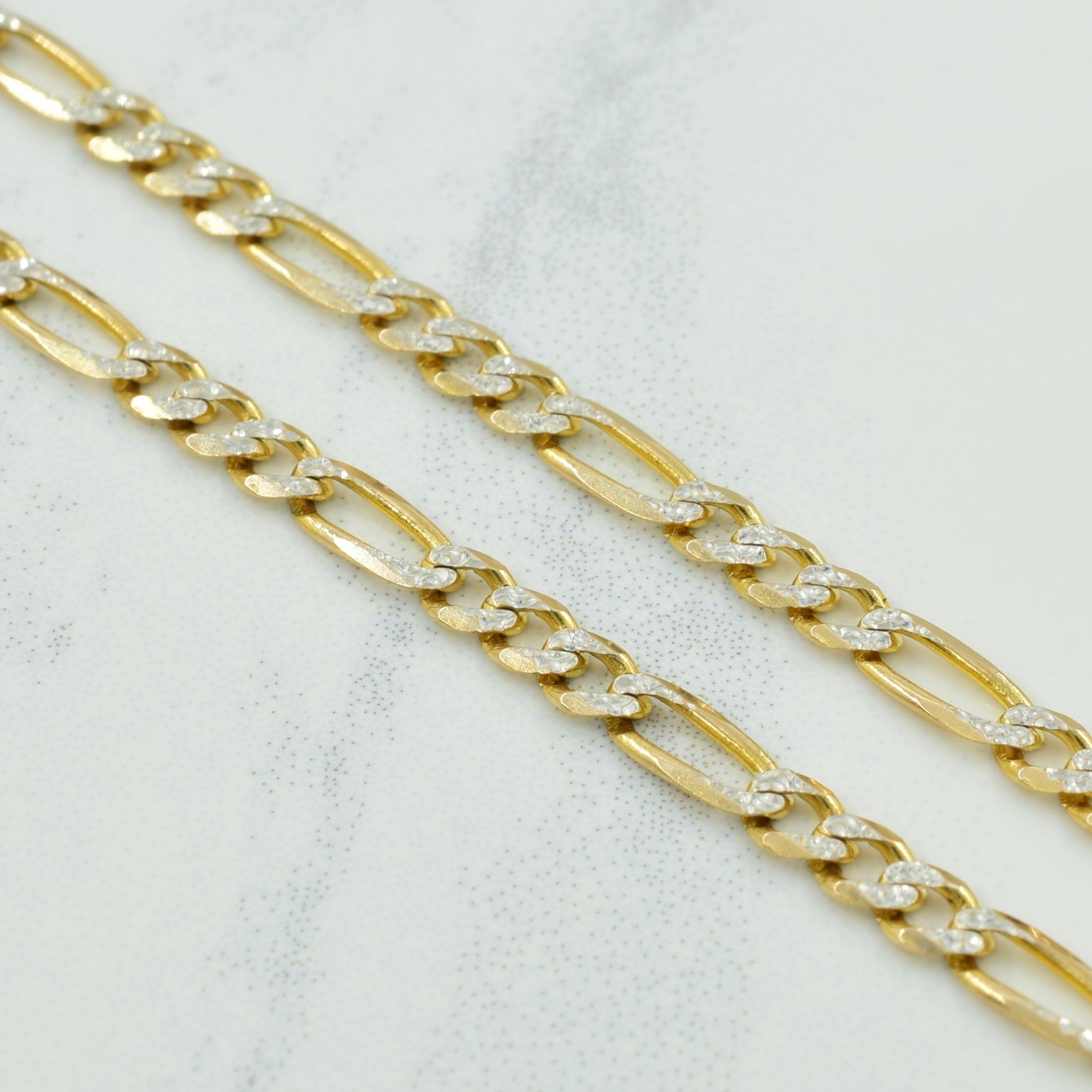 10k Two Tone Gold Italian Hallmark Figaro Chain | 19