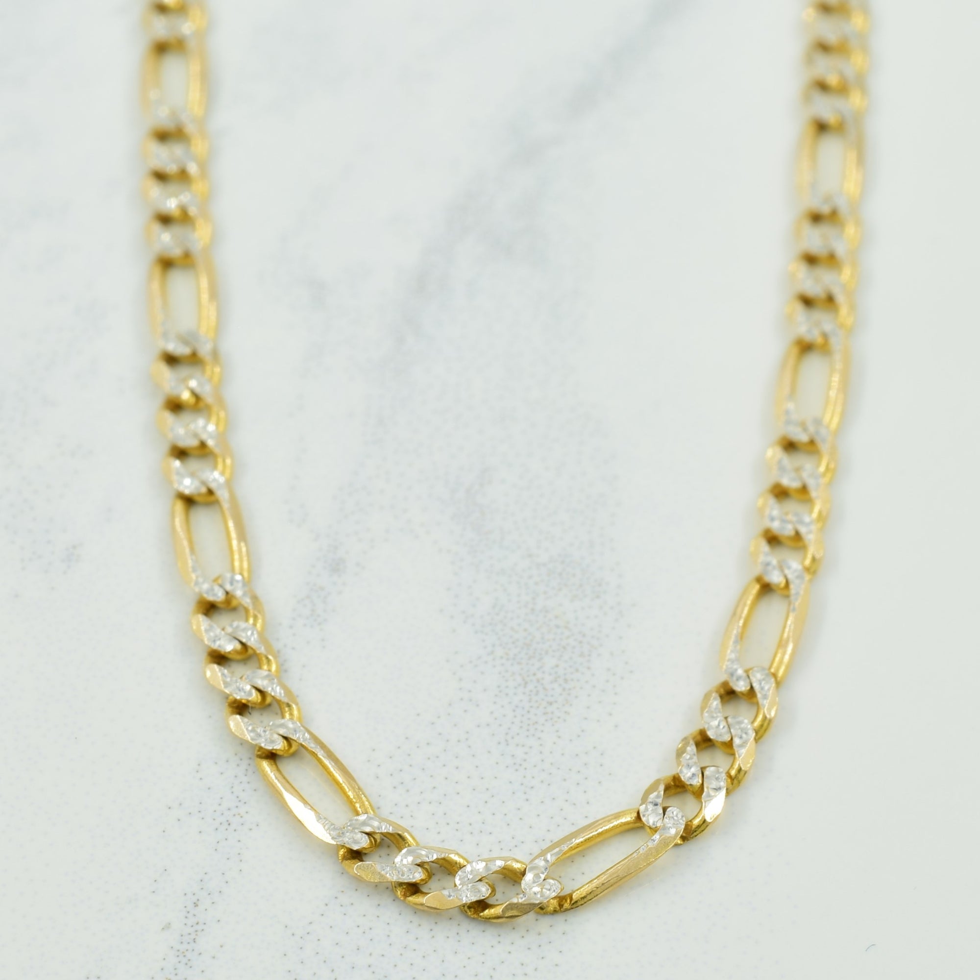 10k Two Tone Gold Italian Hallmark Figaro Chain | 19