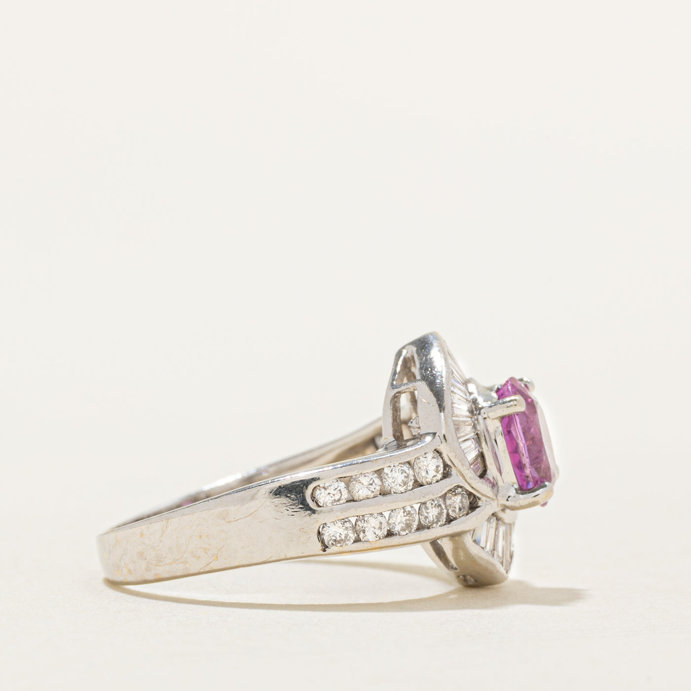 Pink Sapphire & Diamond Bypass Ring | 0.99ct, 0.75ctw | SZ 6.5 |
