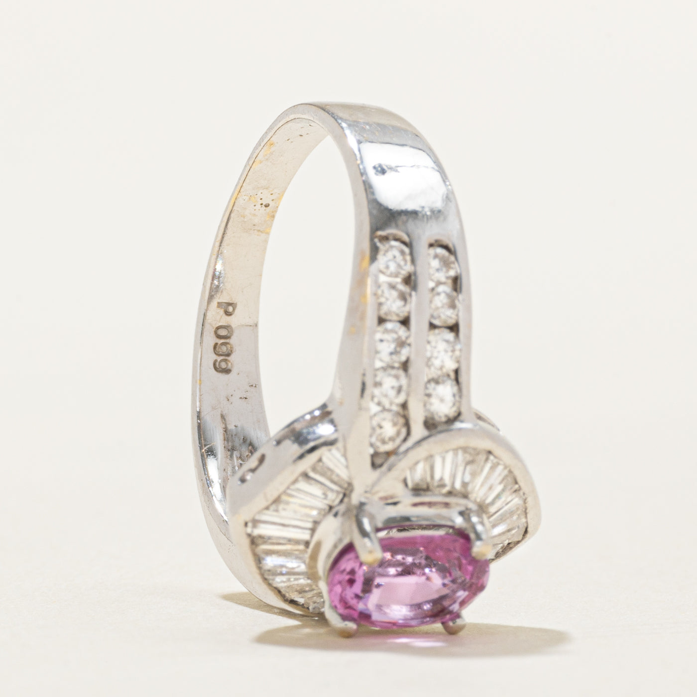 Pink Sapphire & Diamond Bypass Ring | 0.99ct, 0.75ctw | SZ 6.5 |