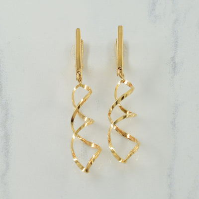 14k Yellow Gold Spiral Earrings |