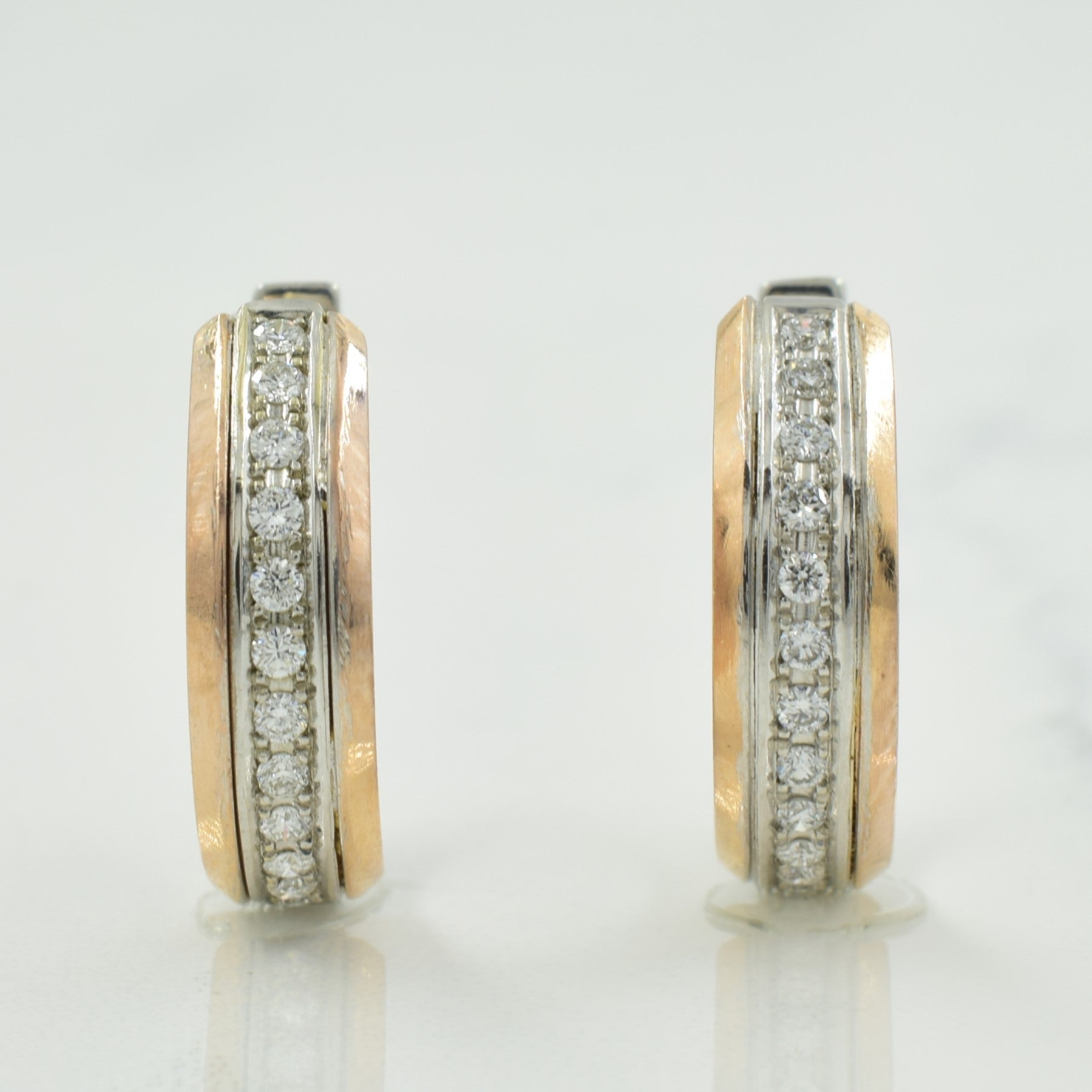 Boucles d'oreilles créoles bicolores or et diamants | 0,17 ct | 