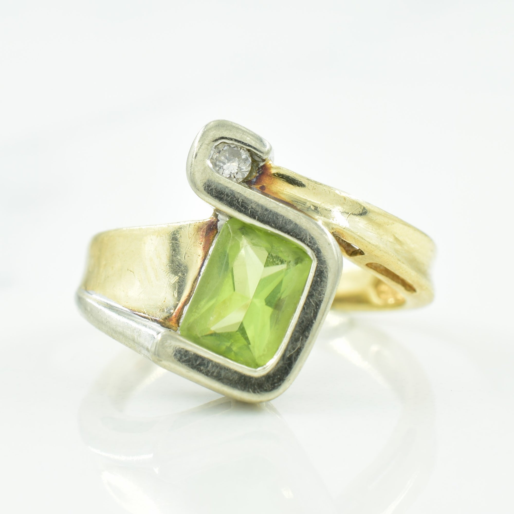 Peridot and hot sale diamond band