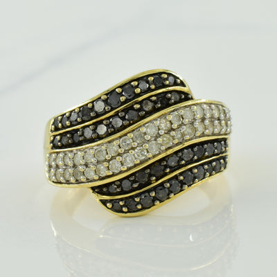 Black & Natural Diamond Bypass Ring | 0.60ctw, 0.36ctw | SZ 7 |