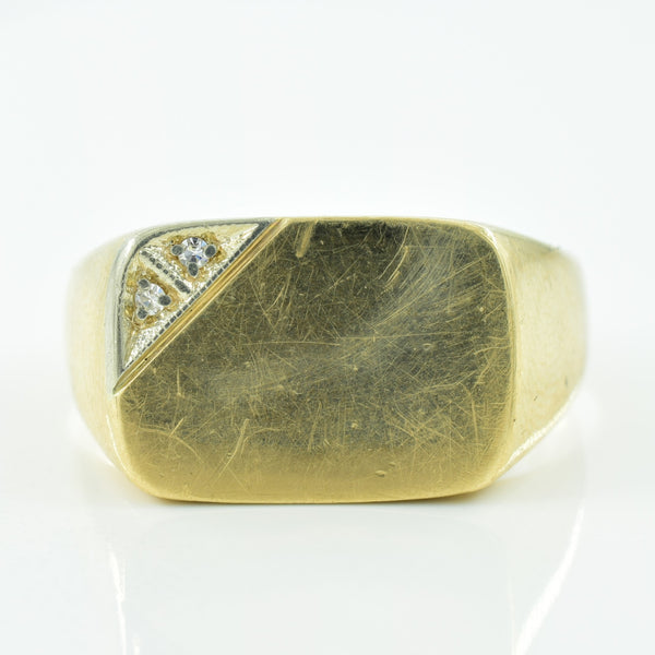 Two Stone Diamond Signet Ring | 0.02ctw | SZ 11 |